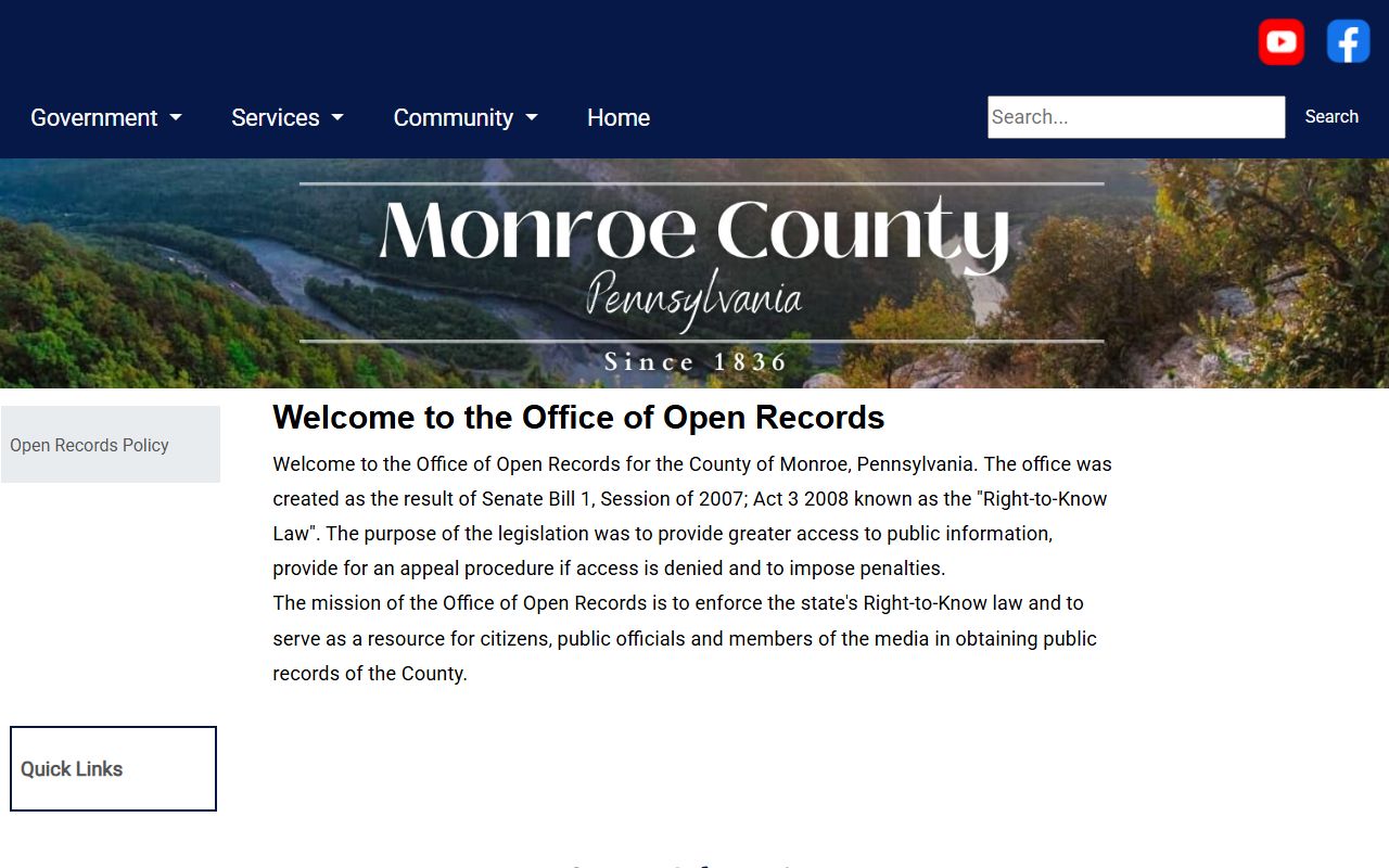 Monroe County Prothonotary records open records page