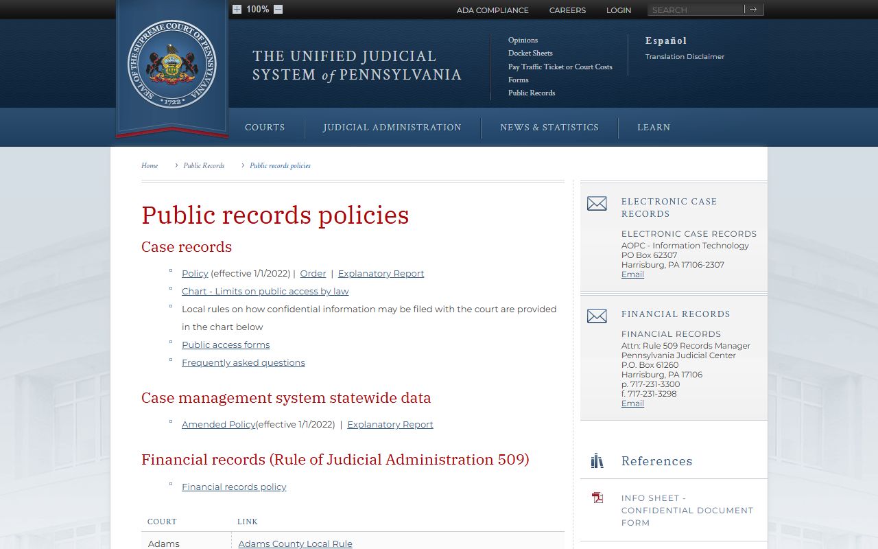 Monroe County arrest records Pennsylvania public records policies hub