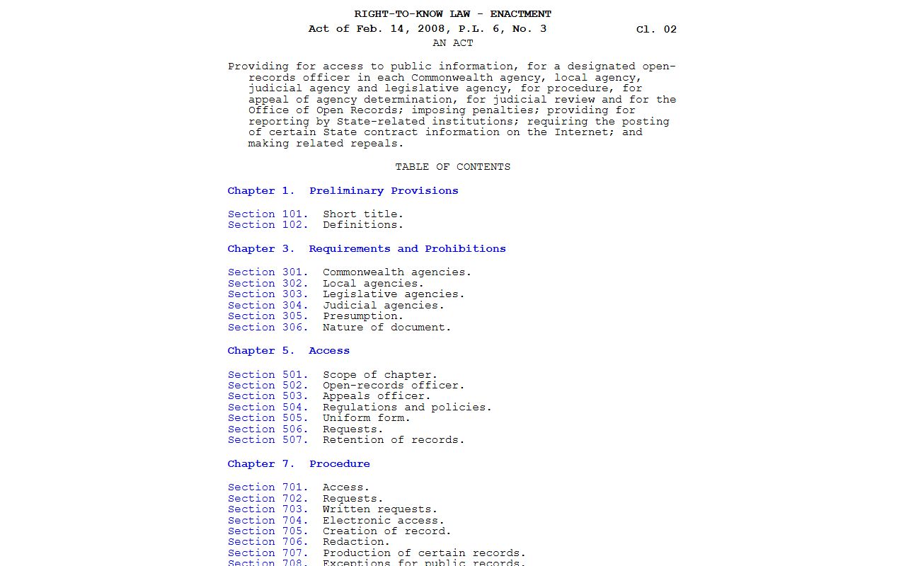 Monroe County arrest records Pennsylvania Right-to-Know Law