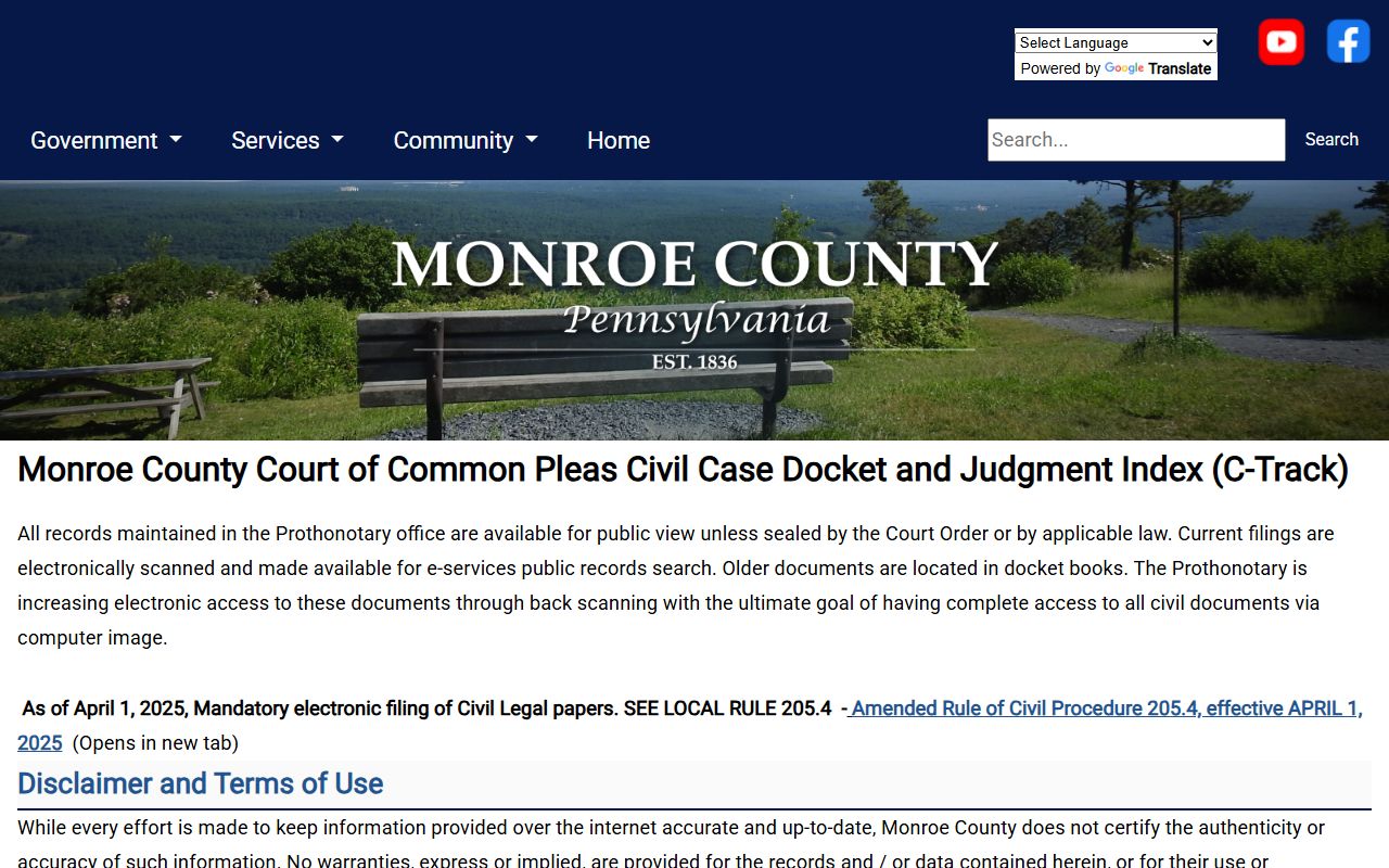 Monroe County court records C-Track civil docket access