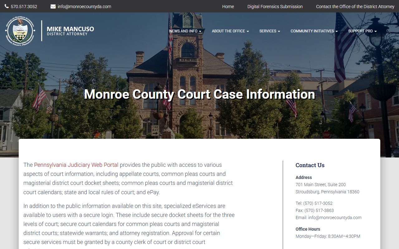 Monroe County criminal court records District Attorney case information