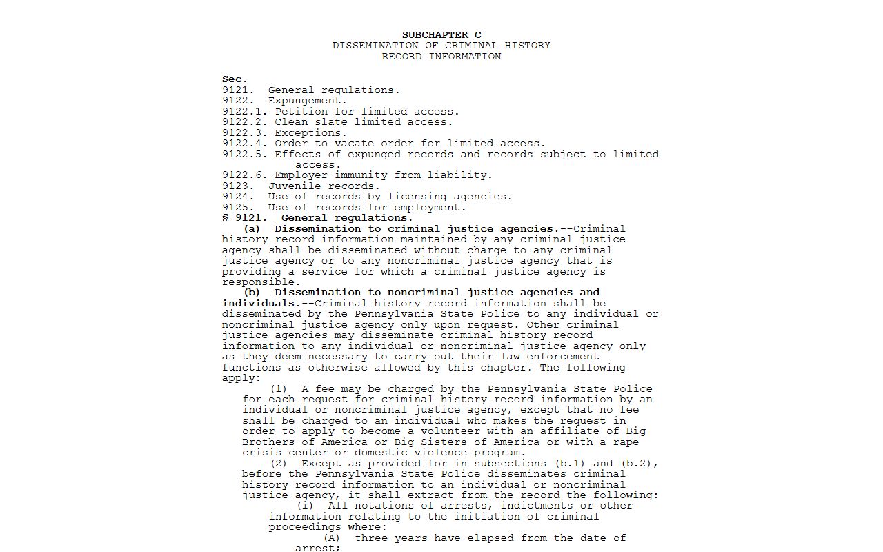 Monroe County criminal court records Pennsylvania expungement statute