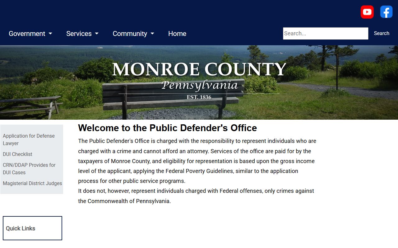 Monroe County criminal court records Public Defender office