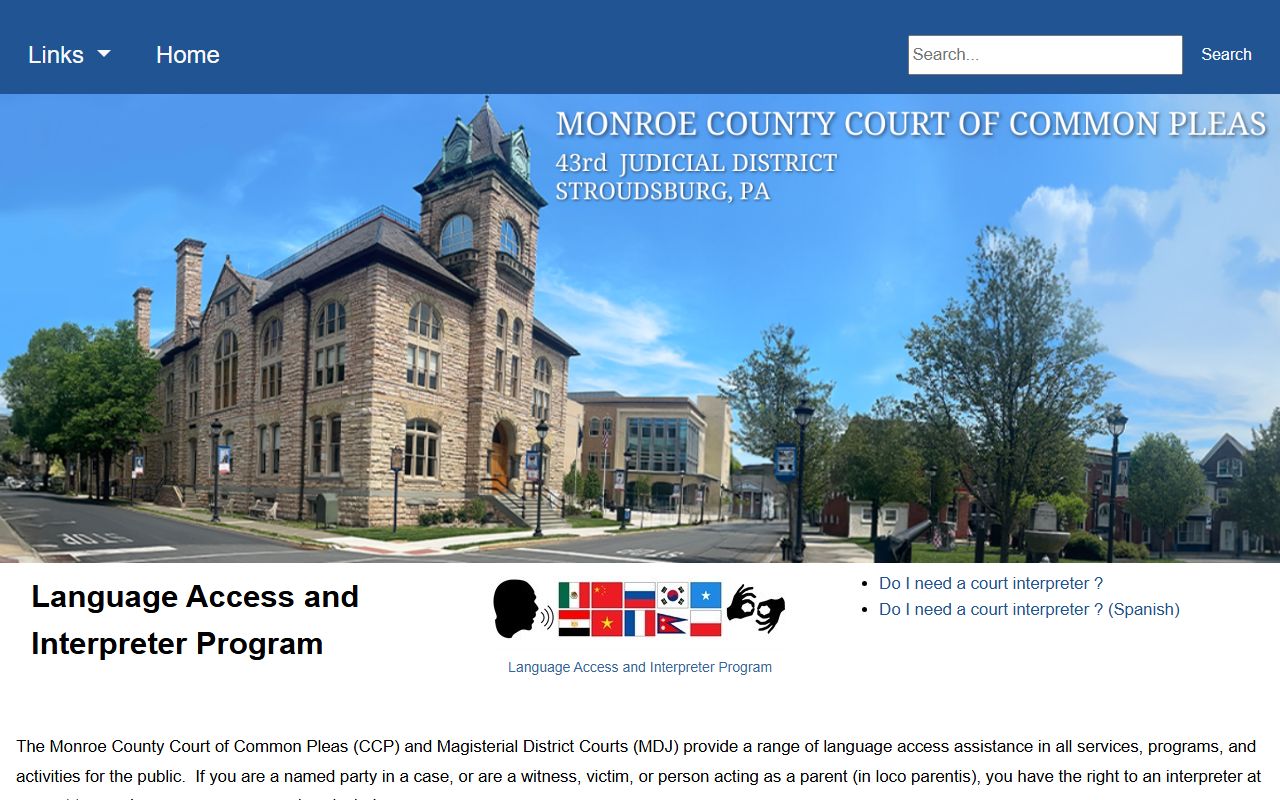 Monroe County court records language access information