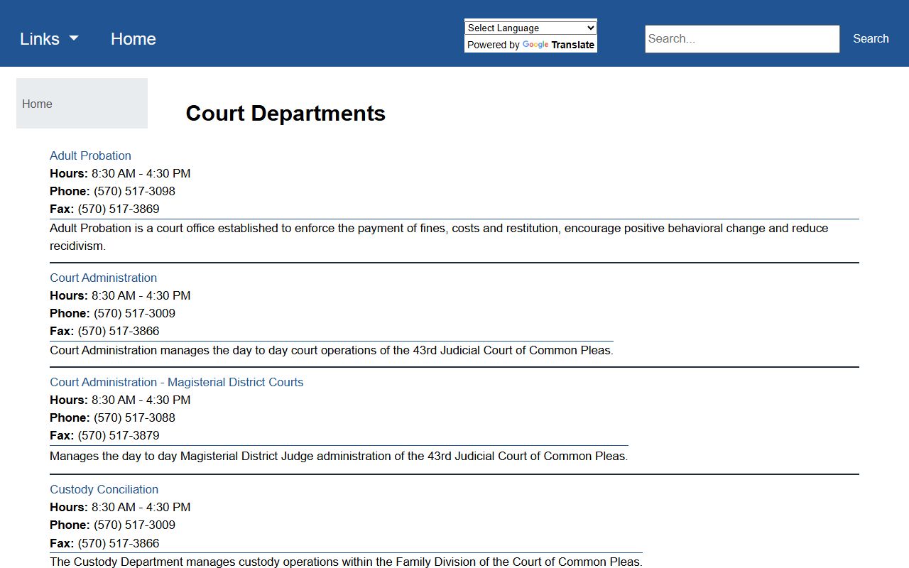 Monroe County court records department page