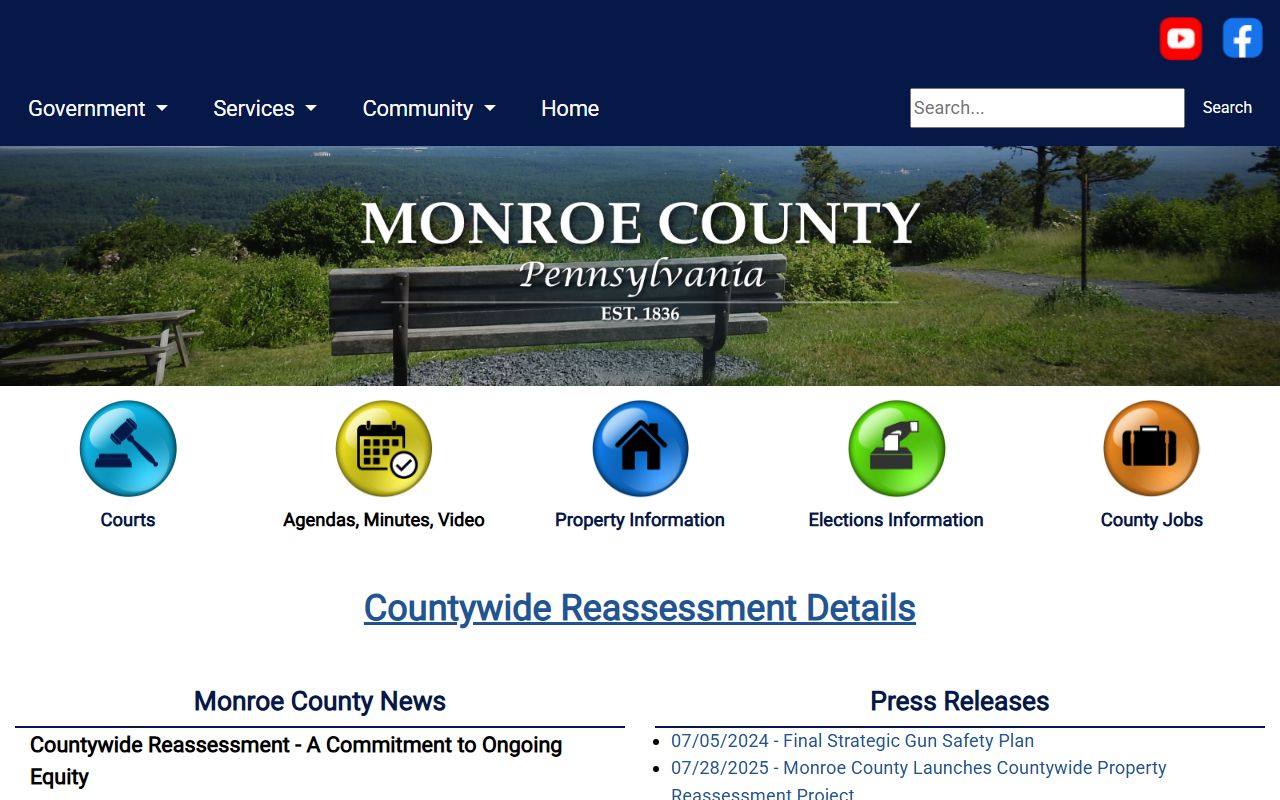 Monroe County court records access through county government homepage