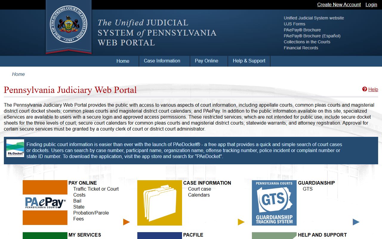 Monroe County court records Pennsylvania Judiciary Web Portal