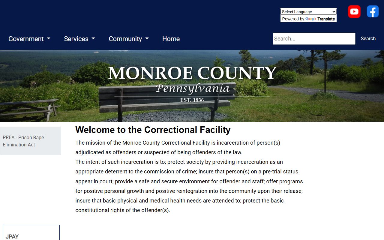 Monroe County inmate records correctional facility contact page