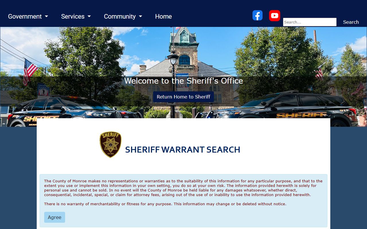 Monroe County warrant search active bench warrant fields